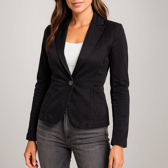 Vintage AX Armani Exchange Black Blazer Women’s XS | One Button Cotton Jacket - Picture 1 of 6